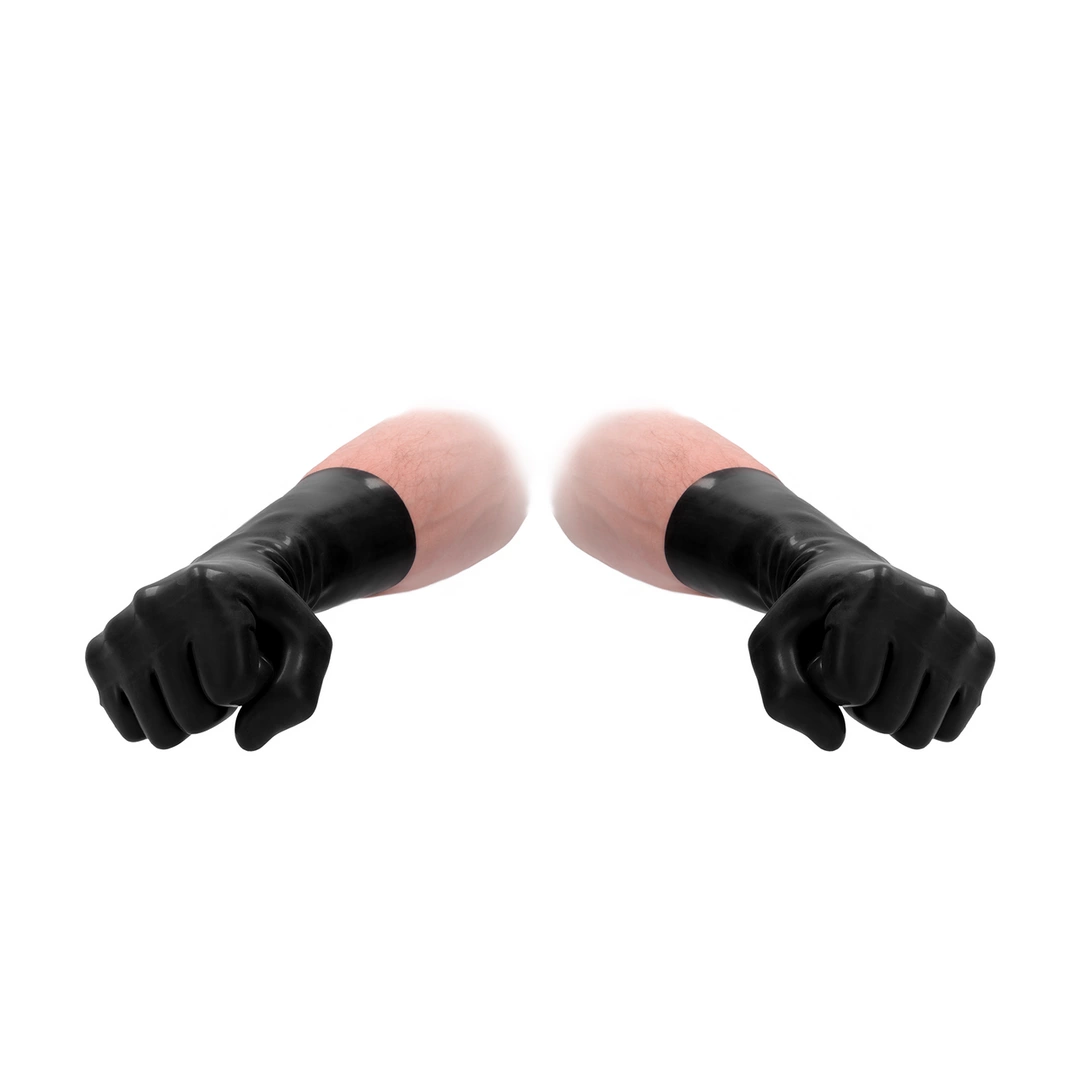 Main image of Fist It Short Latex Gloves Unisex Ultra-Thin Protective Black S/M