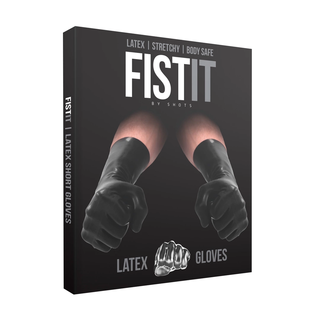 Image of Fist It Short Latex Gloves Unisex Ultra-Thin Protective Black S/M