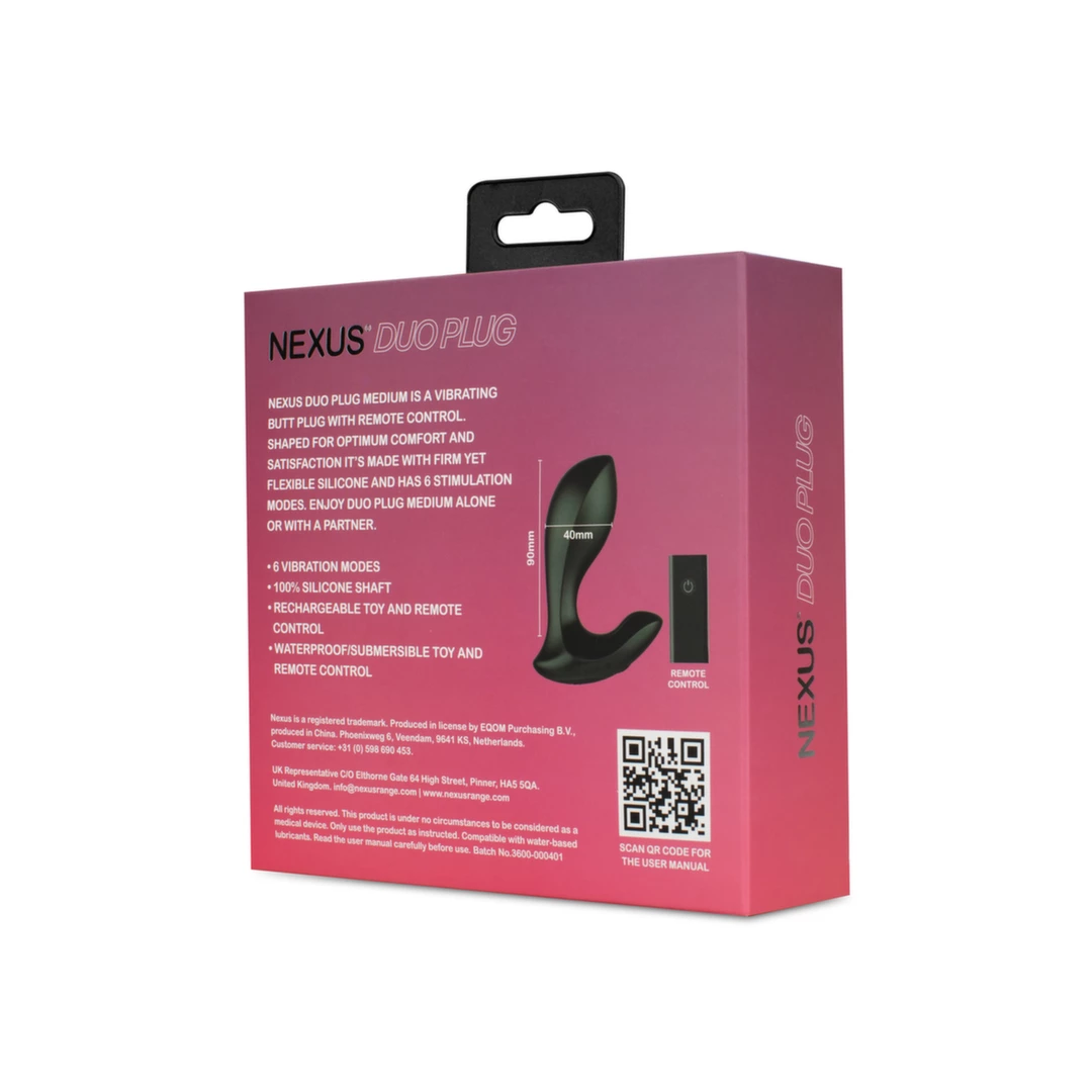 Image of Nexus Duo Medium Remote-Controlled Silicone Plug - 6 Modes, Waterproof