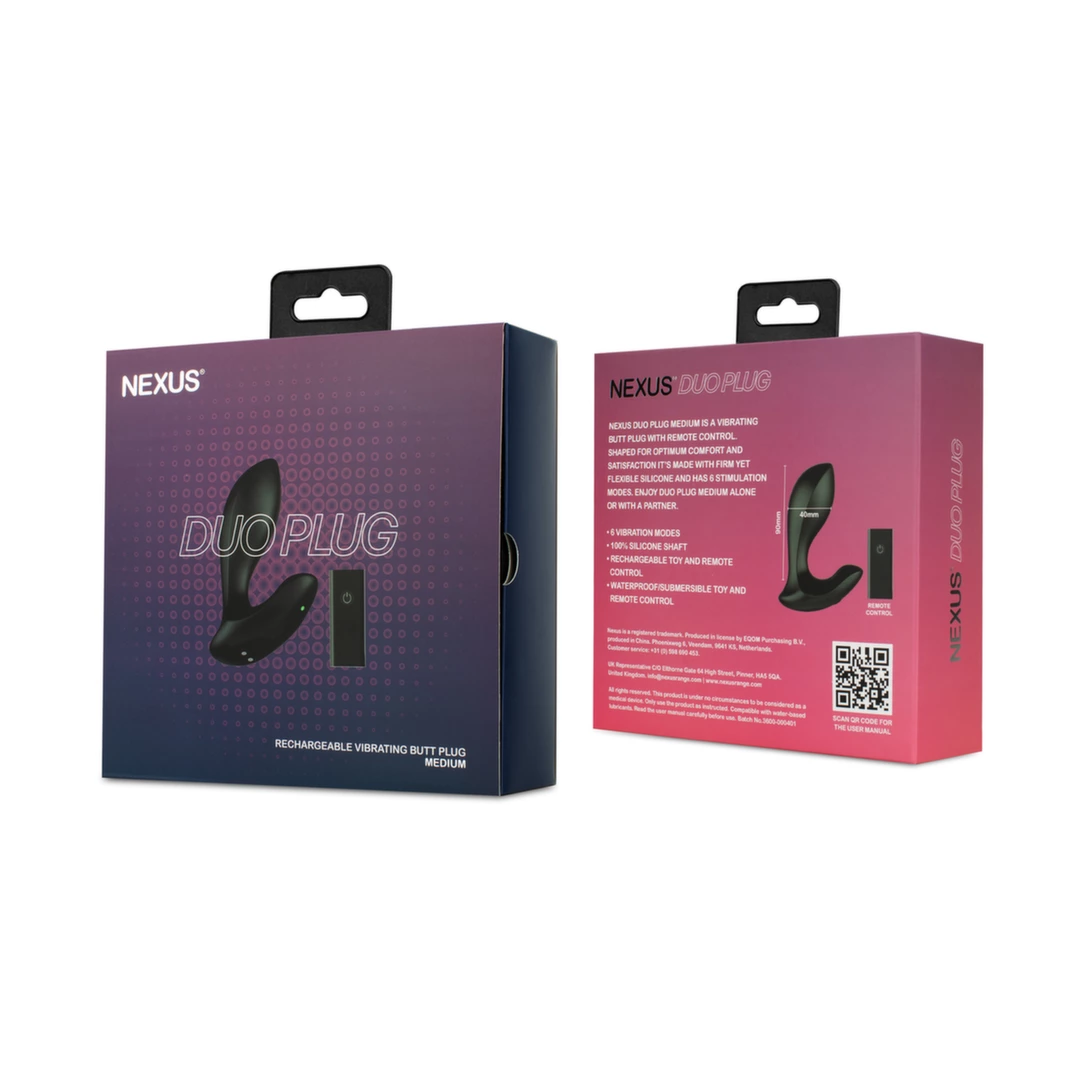 Image of Nexus Duo Medium Remote-Controlled Silicone Plug - 6 Modes, Waterproof