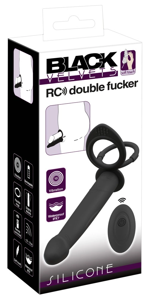Main image of Black Velvets RC Double Partner System Silicone, Waterproof, Black