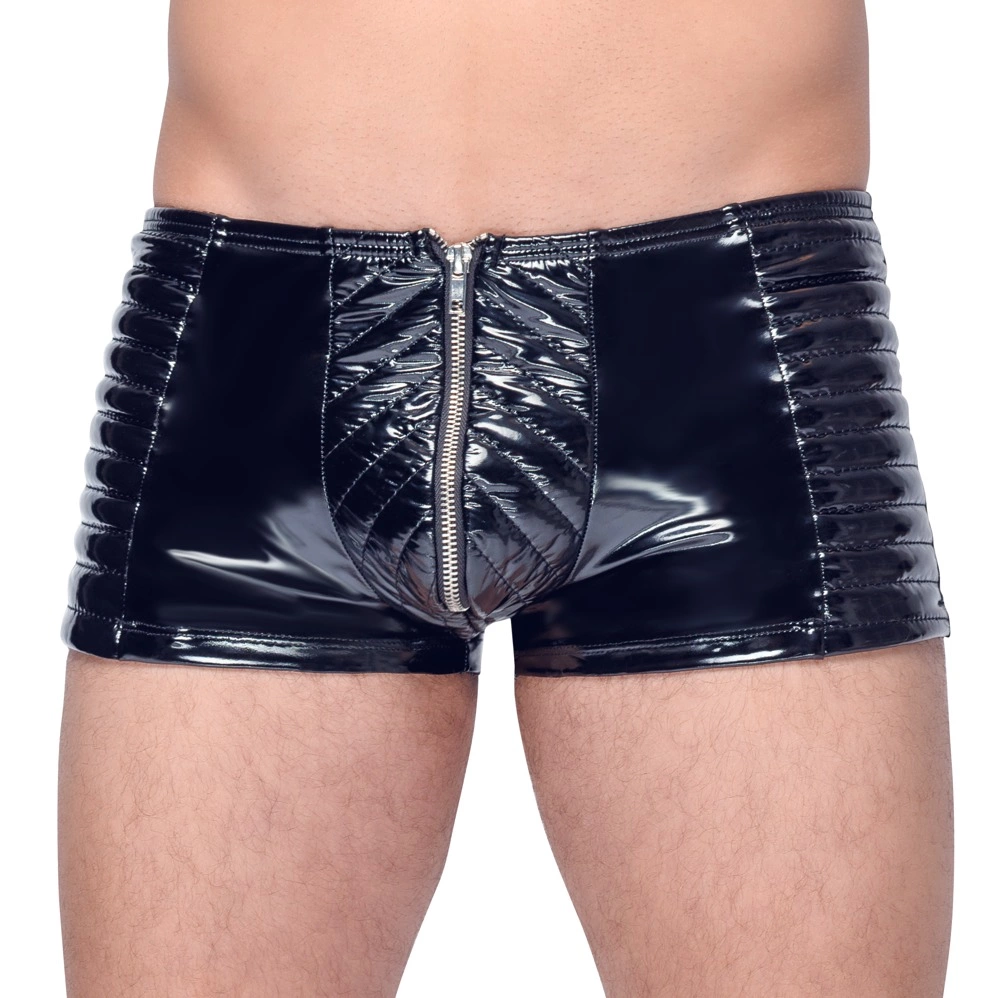 Image of Black Level Vinyl Biker-Style Stretch Pants L - Shiny 4-Way Fit