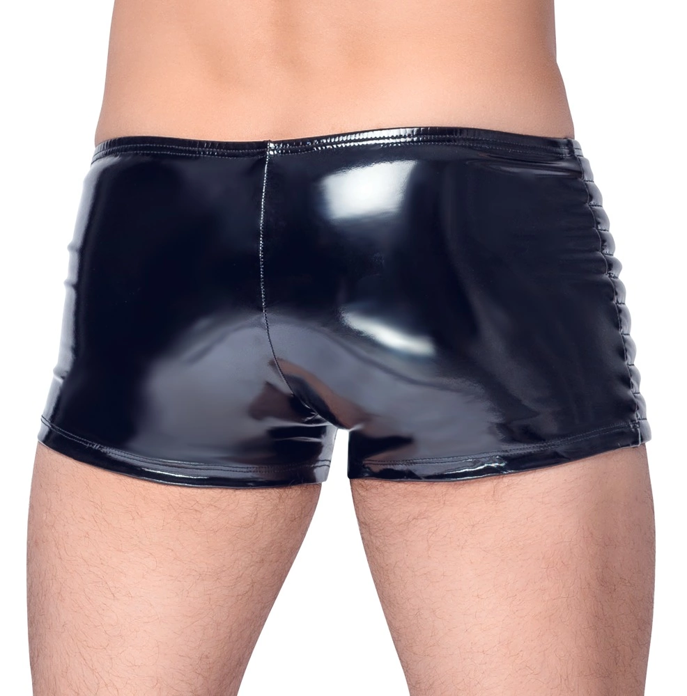 Image of Black Level Vinyl Biker-Style Stretch Pants L - Shiny 4-Way Fit
