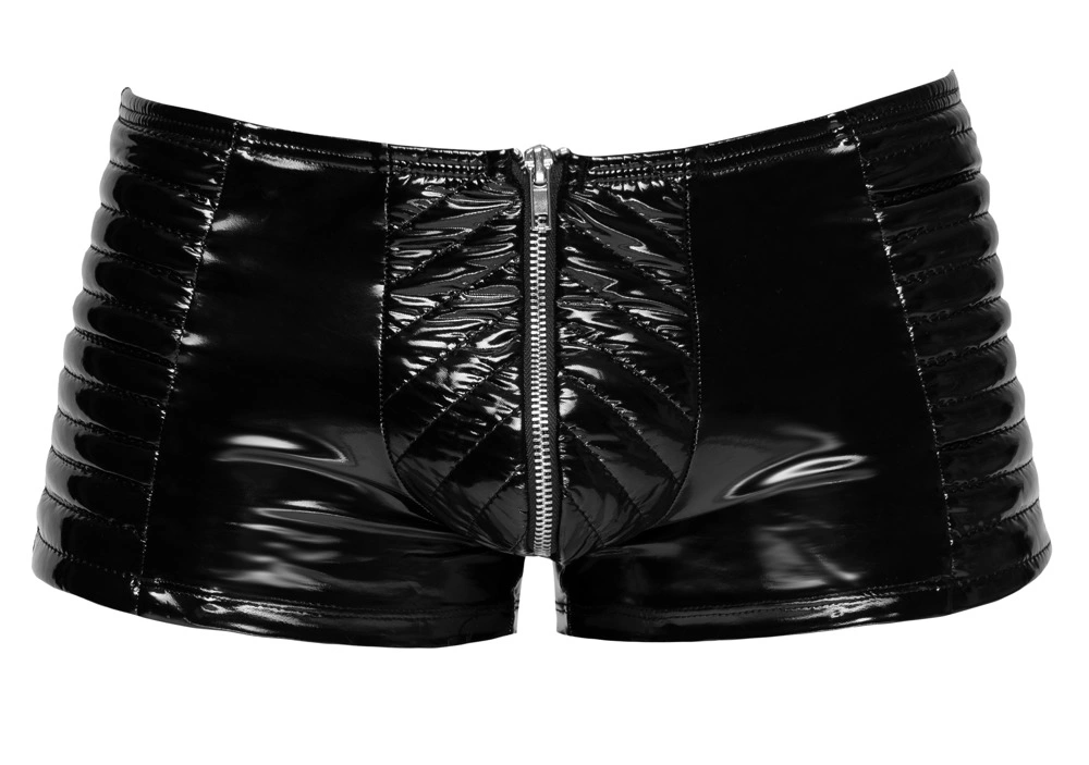 Image of Black Level Vinyl Biker-Style Stretch Pants L - Shiny 4-Way Fit
