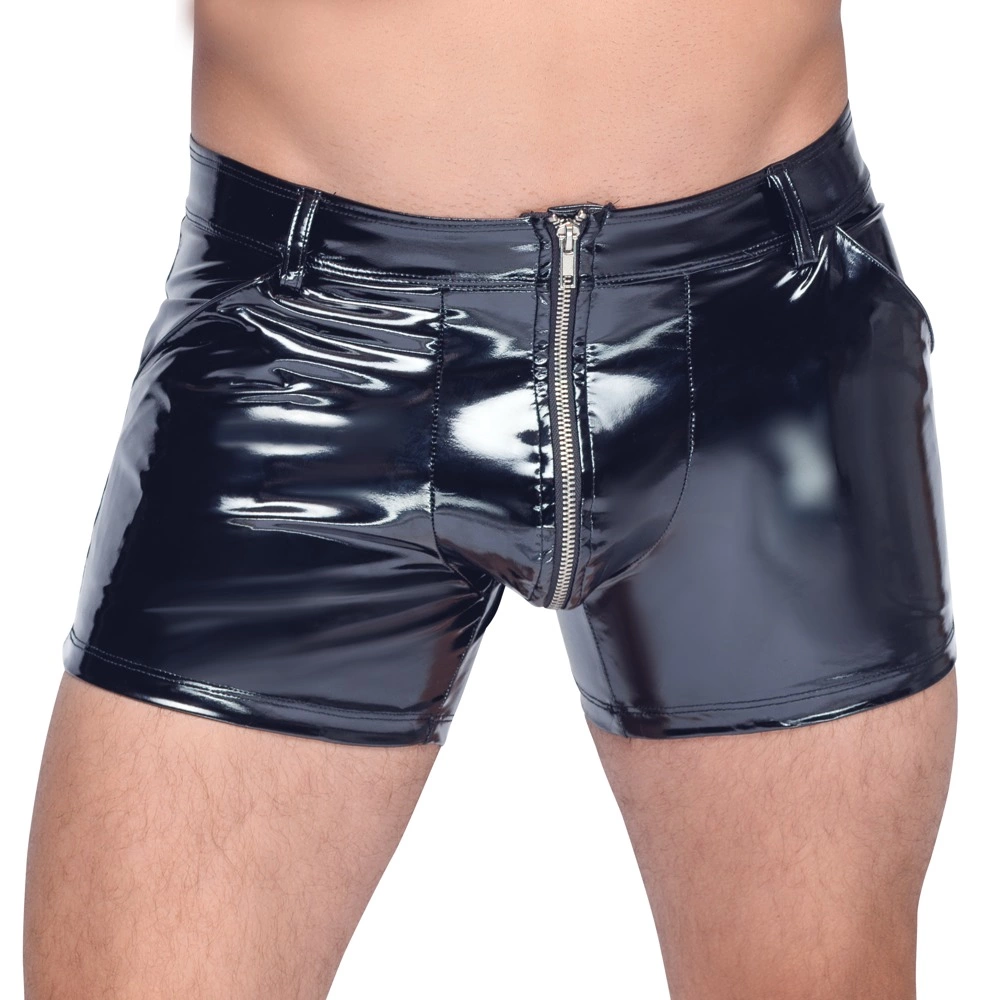 Image of Black Level Vinyl Pants XL - Shiny Stretch Trousers with Front Zip