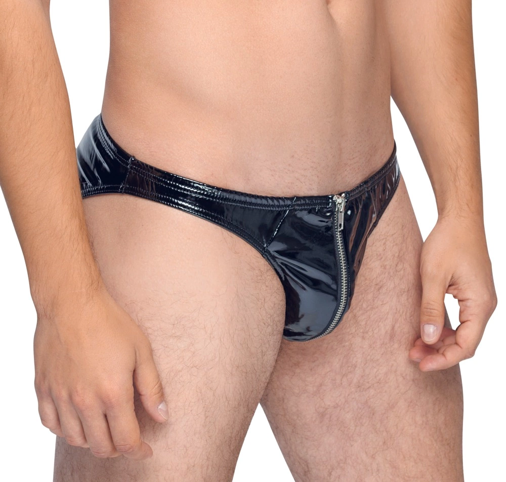 Image of Black Level Vinyl Briefs XL - Shiny 4-Way Stretch Black Underwear