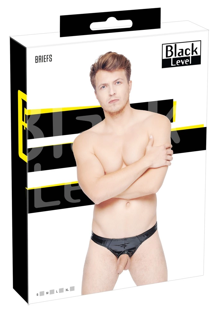 Main image of Black Level Vinyl Briefs Showmaster M - Shiny Black, Stretch Fit