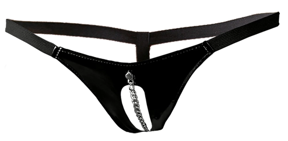 Image of Black Level Vinyl String S/M with Decorative Front Chain, Black Finish