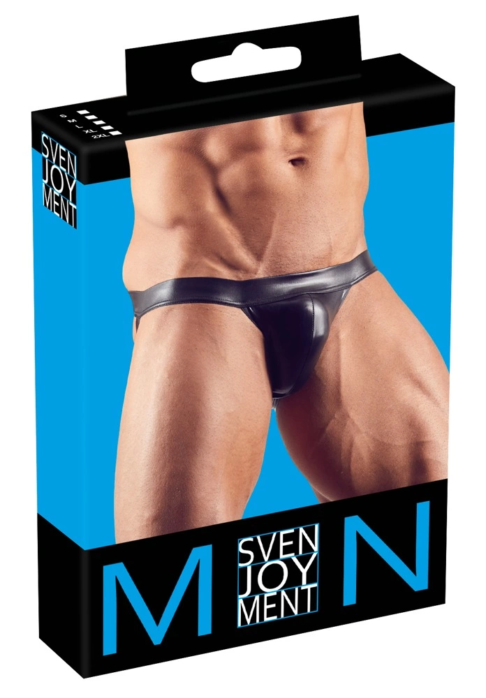 Main image of Black Level Men's Jock L Shiny Stretch Athletic Underwear Black
