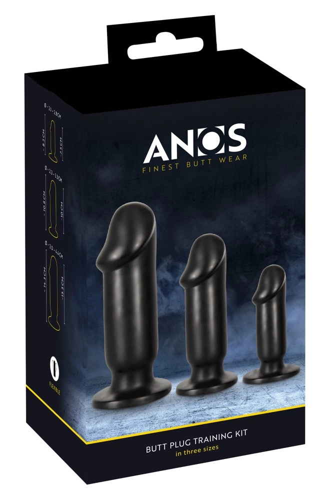 Main image of ANOS Anal Plug Training Kit 3 Sizes Flexible PVC Suction Base