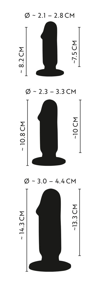 Image of ANOS Anal Plug Training Kit 3 Sizes Flexible PVC Suction Base