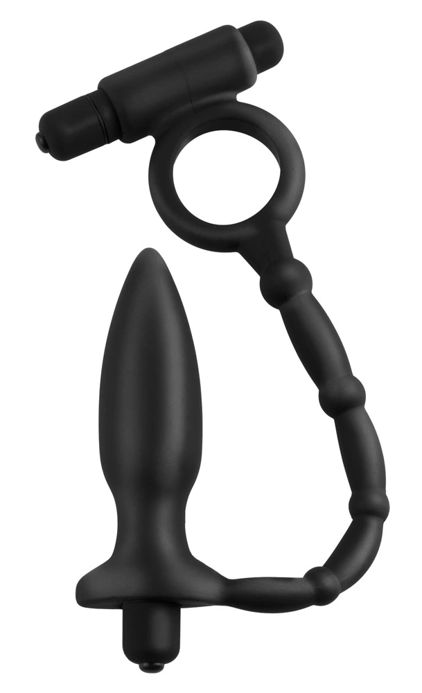 Image of AFC Multi-Speed Anal Plug with Vibrating Support Ring, Black, 10.1 cm