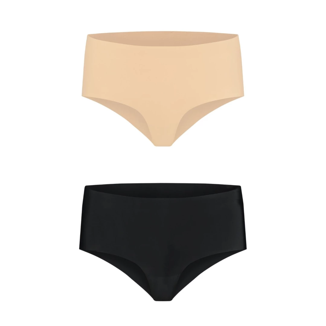 Main image of Bye Bra Invisible High Brief 2-Pack Cotton Gusset Nude & Black XXL