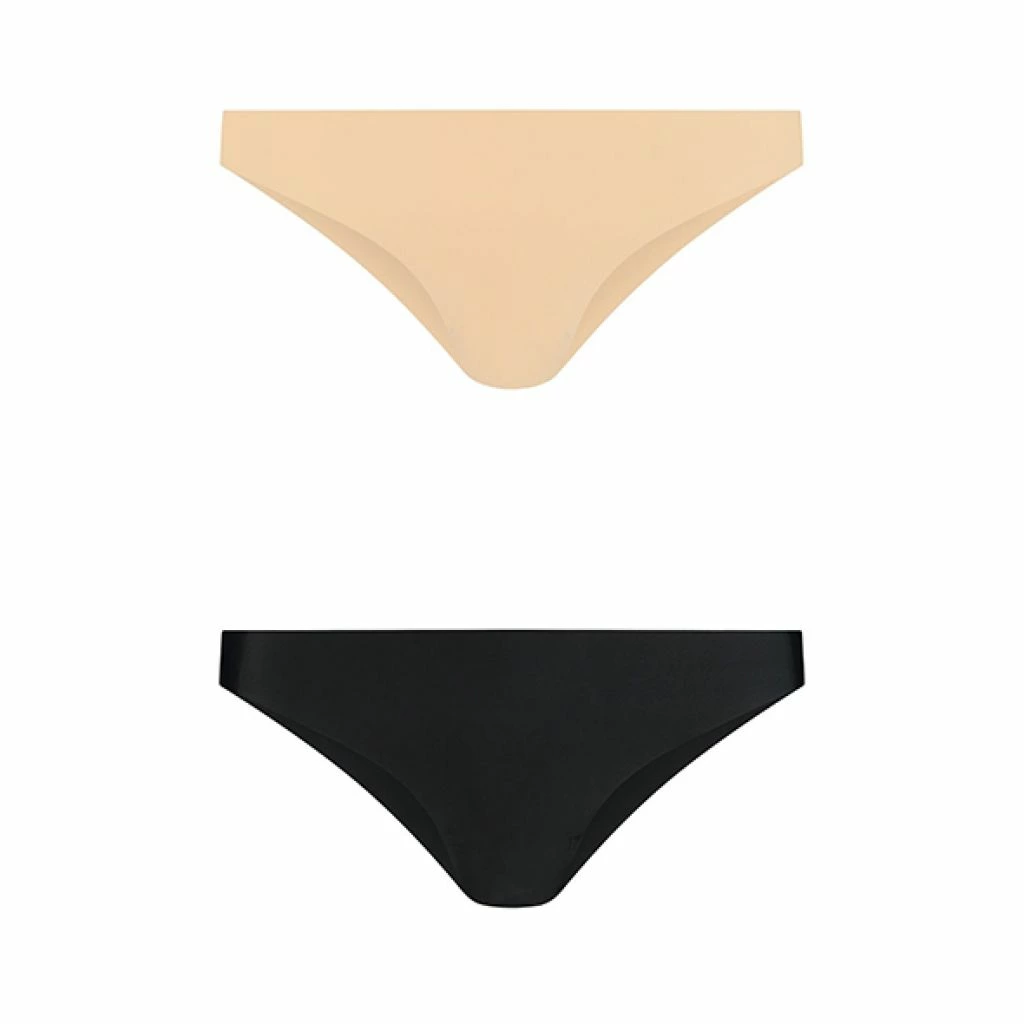 Main image of Bye Bra Invisible Brazilian Briefs 2-Pack Nude & Black S Soft Seamless