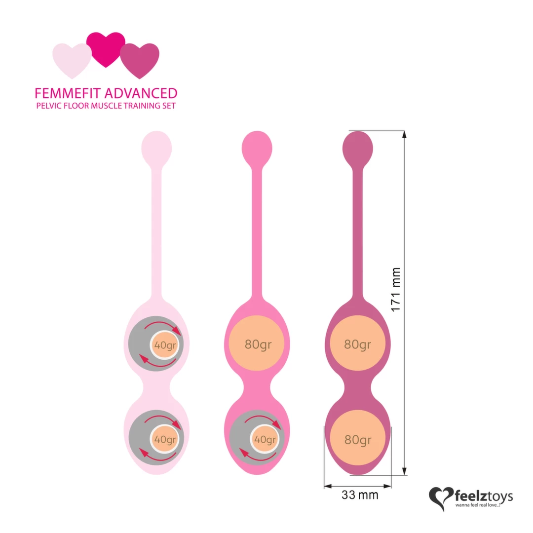 Image of FeelzToys FemmeFit Advanced Pelvic Muscle Training Set 3 pcs - Silicone Weighted Balls