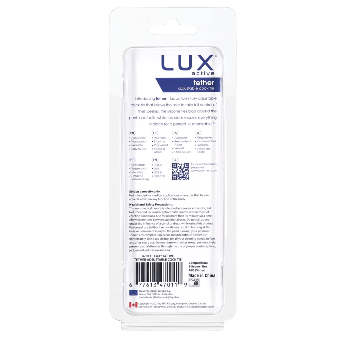 Image of Lux Active Tether Adjustable Silicone Intimate Support Ring Black