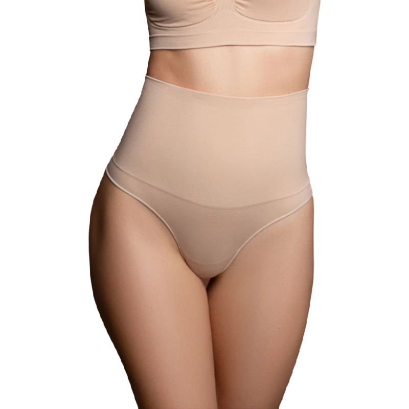 Image of Bye Bra High Waist Seamless Thong Shaping Girdle Beige L