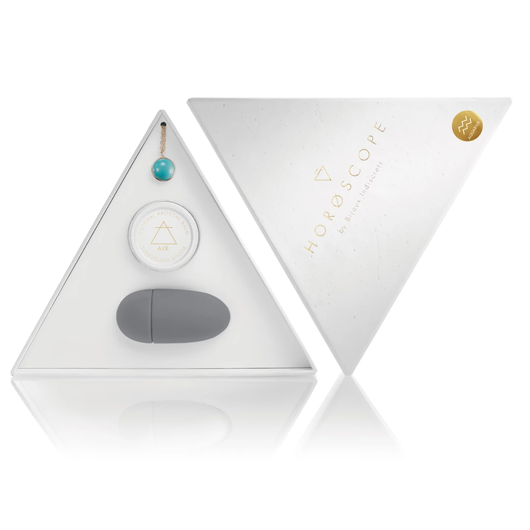 Main image of Bijoux Indiscrets Horoscope Aquarius Set - Gemstone Necklace & Finger Massager