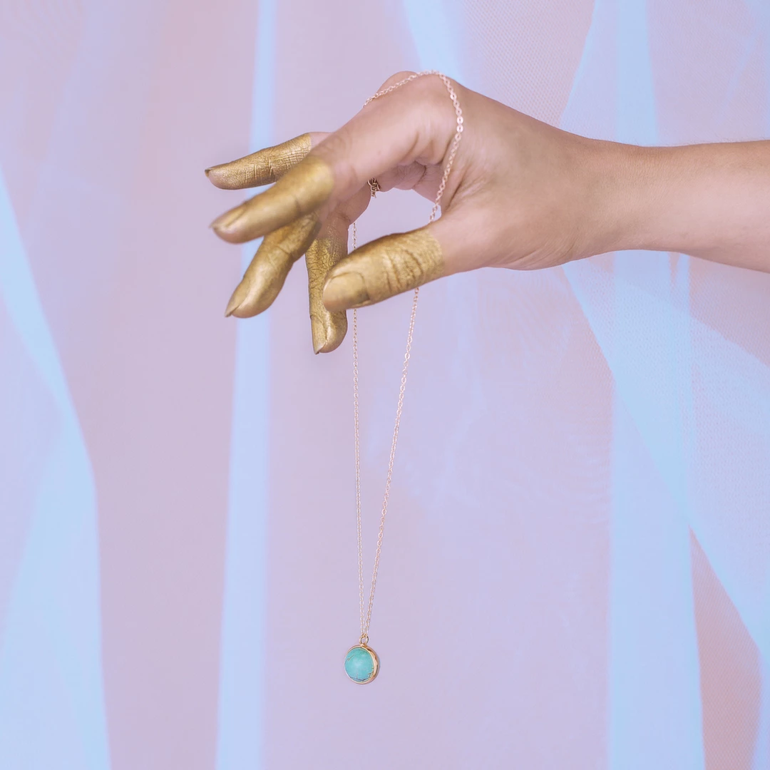 Image of Bijoux Indiscrets Horoscope Aquarius Set - Gemstone Necklace & Finger Massager