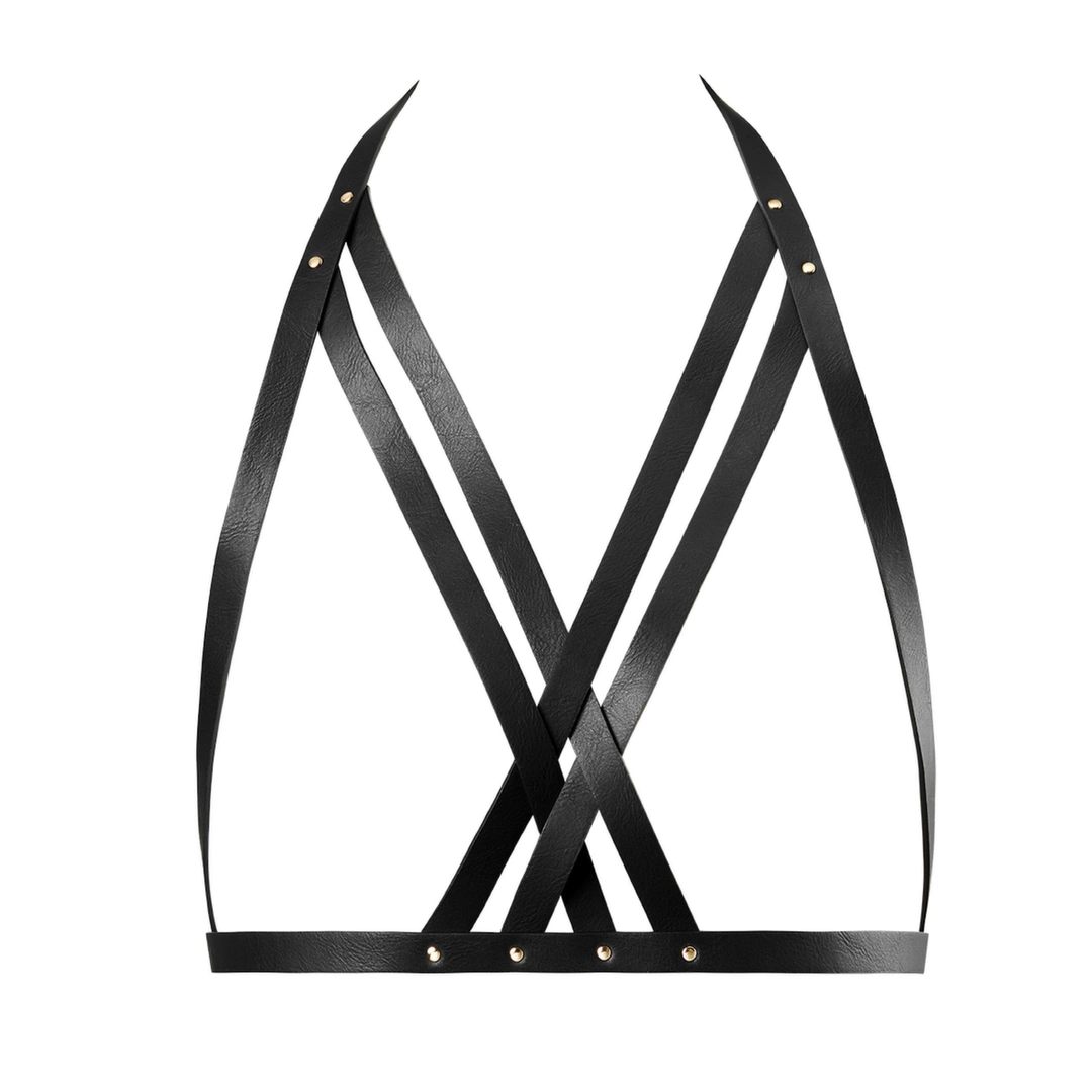 Main image of Bijoux Indiscrets MAZE Adjustable Halter Harness Black Vegan Leather