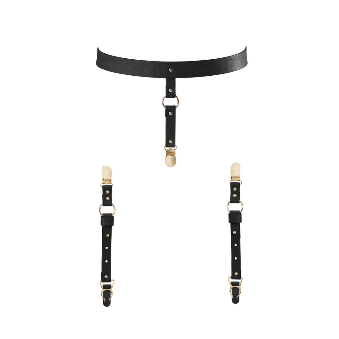 Main image of Bijoux Indiscrets MAZE Adjustable Suspender Belt Black Vegan Leather