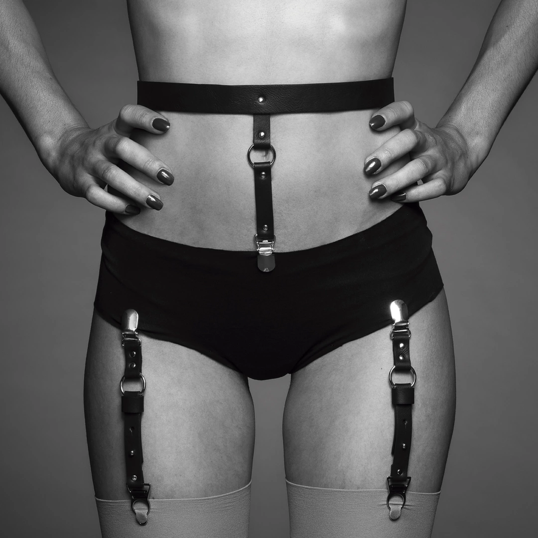Image of Bijoux Indiscrets MAZE Adjustable Suspender Belt Black Vegan Leather