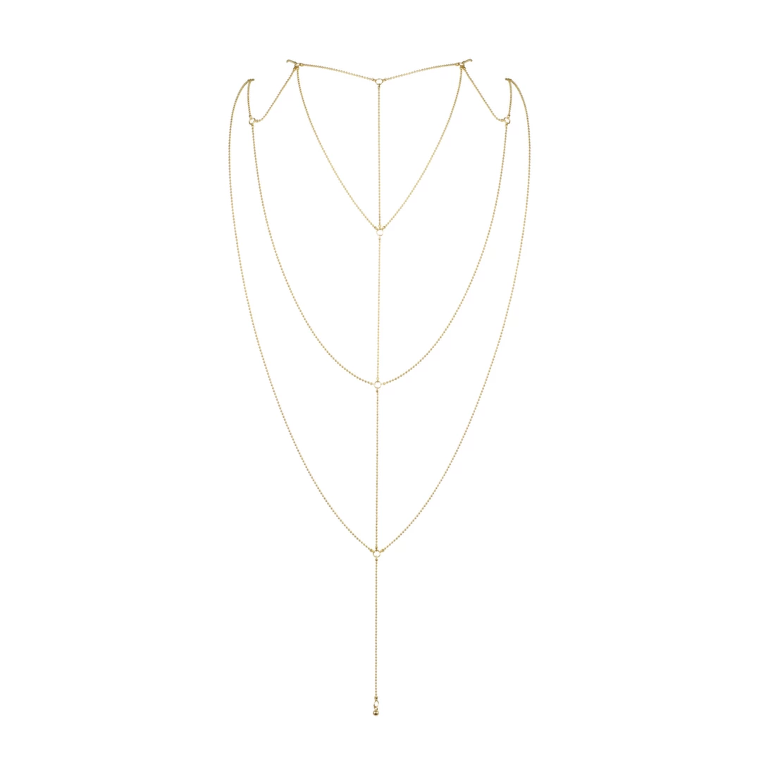 Main image of Bijoux Indiscrets Magnifique Gold Body Chain - Adjustable Back & Cleavage Jewelry