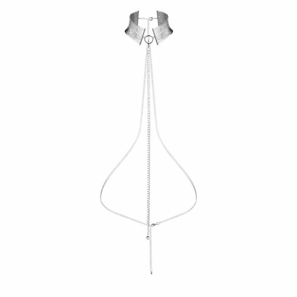 Main image of Bijoux Indiscrets Desir Metallique Adjustable Silver Mesh Collar & Chain