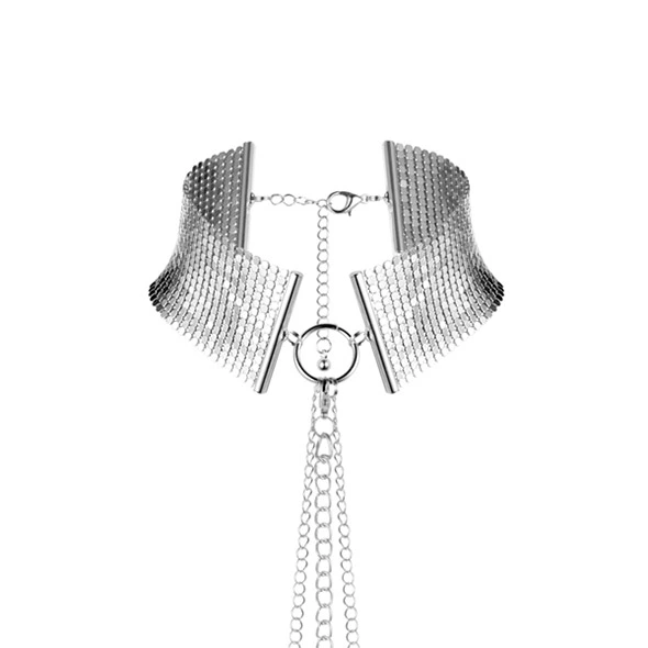 Image of Bijoux Indiscrets Desir Metallique Adjustable Silver Mesh Collar & Chain