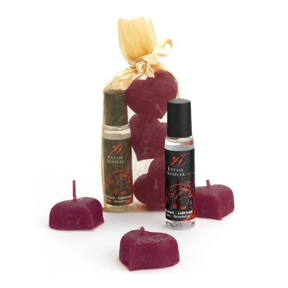Main image of Extase Sensuel Naughty Kit Silk Nights Gold Set with Candles & Lubricant 30ml