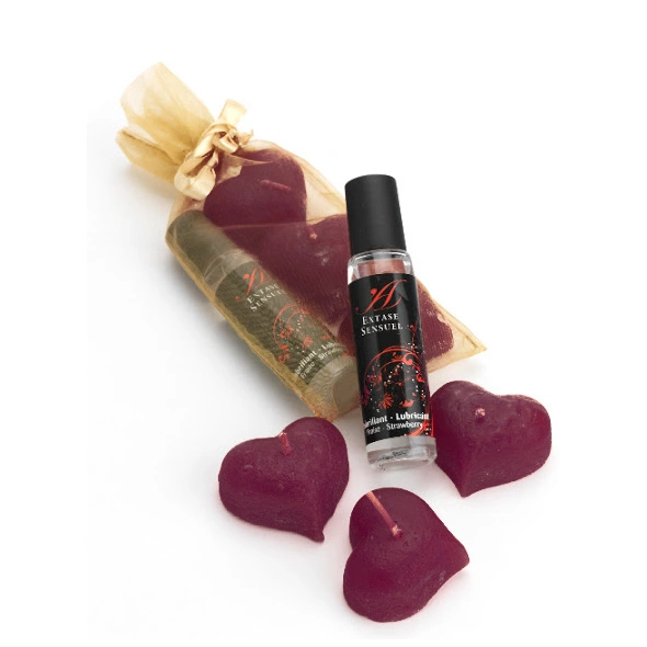 Image of Extase Sensuel Naughty Kit Silk Nights Gold Set with Candles & Lubricant 30ml