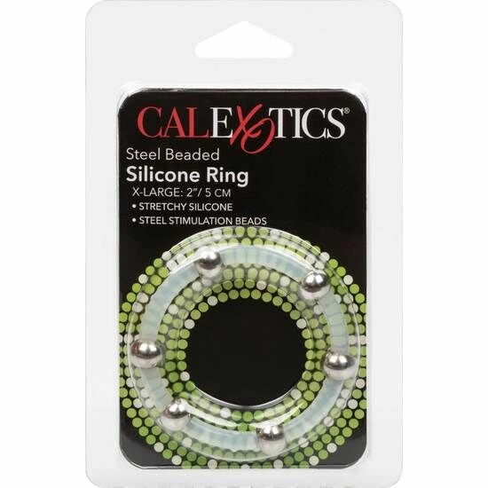 Image of CalExotics Steel Beaded Silicone Performance Ring XL, 5 cm, Black