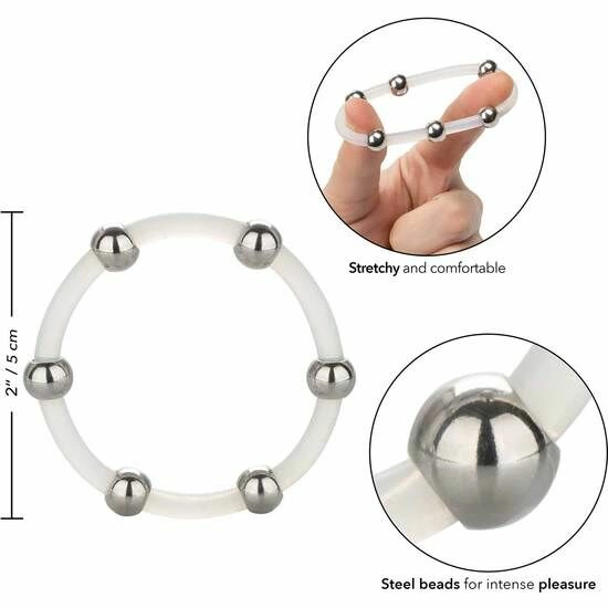 Image of CalExotics Steel Beaded Silicone Performance Ring XL, 5 cm, Black