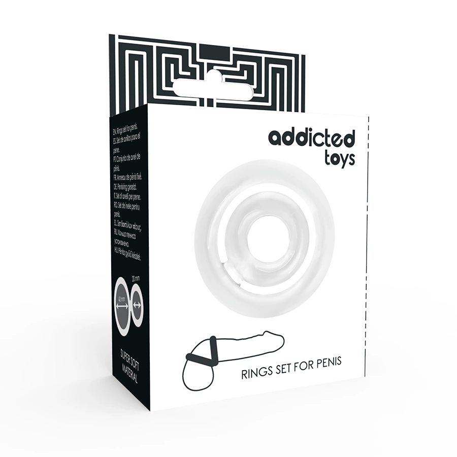 Image of ADDICTED TOYS Potenz C-Ring Clear Silicone Dual Support Set 42/20mm