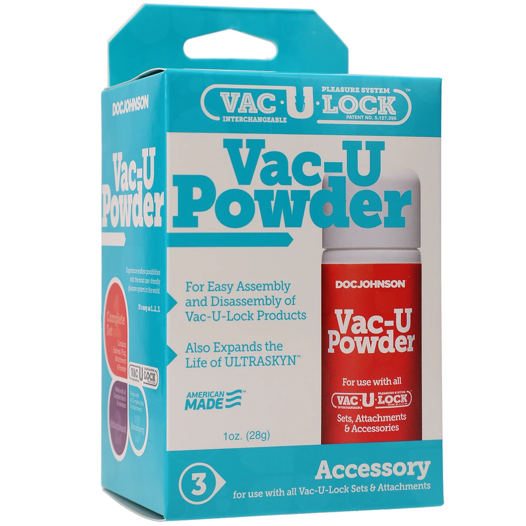 Image of Doc Johnson Vac-U-Lock Powder - White Talc for Attachment Care 28g